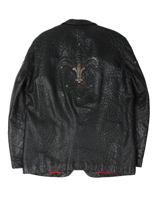 Hermes Silk Lined Silver Embellished Ostrich Blazer