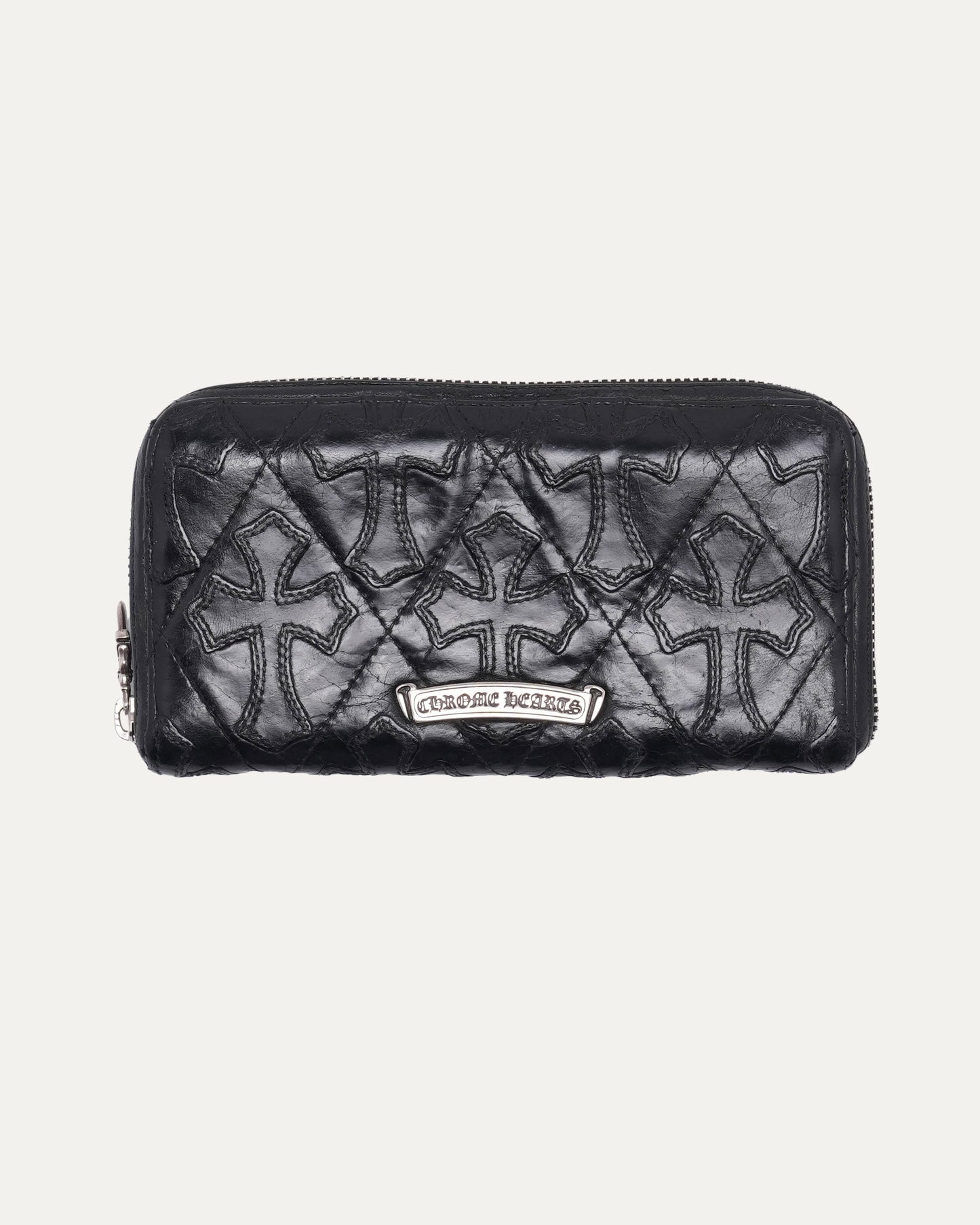 Quilted Cross Patch Long Zip Wallet