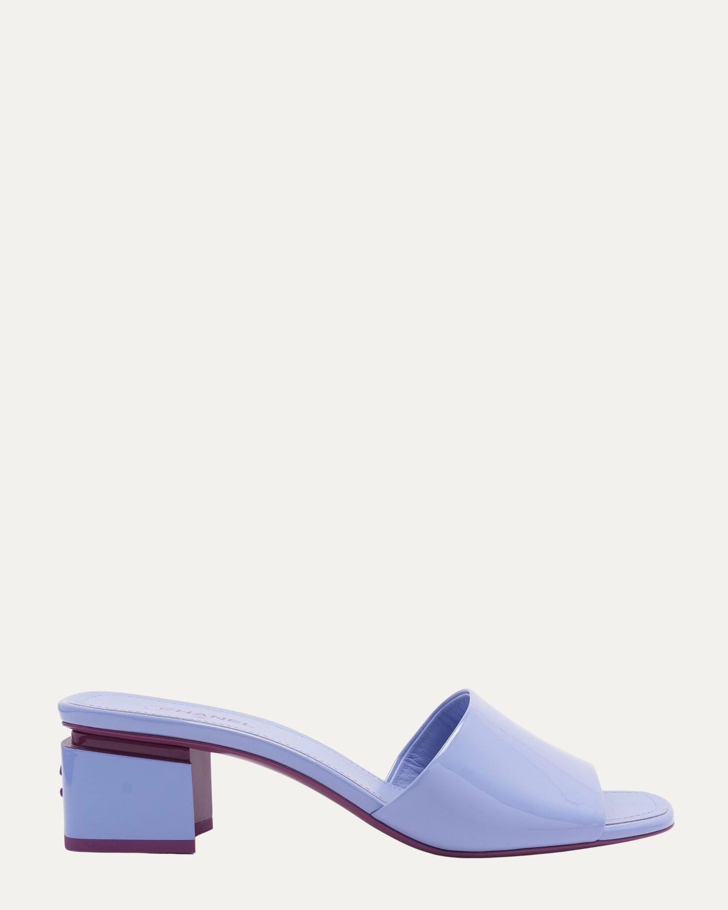 Patent Leather CC Block Heel Mule Sandals