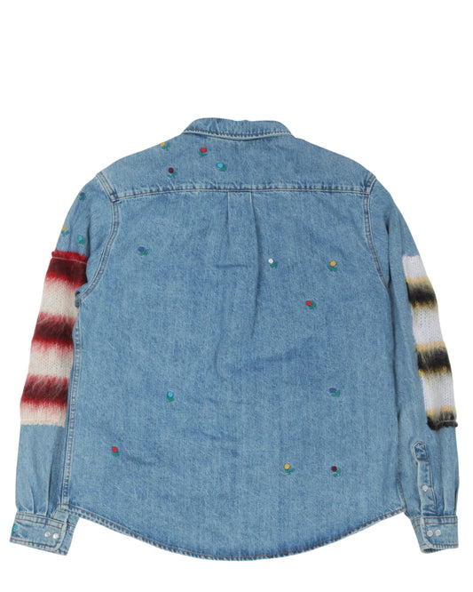 Fuzzy Patch Button Up Long Sleeve