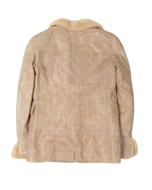 Leather Monogram Mink Fur Lined Jacket