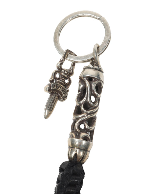 Braided Leather Lanyard Keychain w/ Dagger Charm