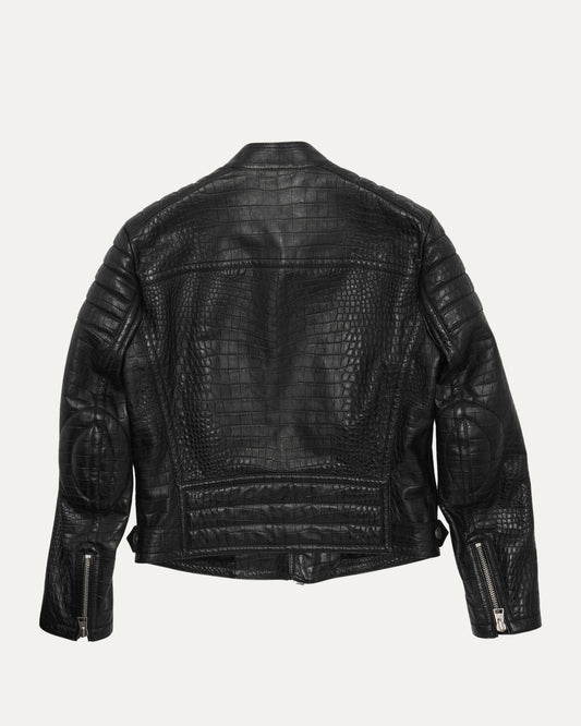 Crocodile Embossed Leather Jacket