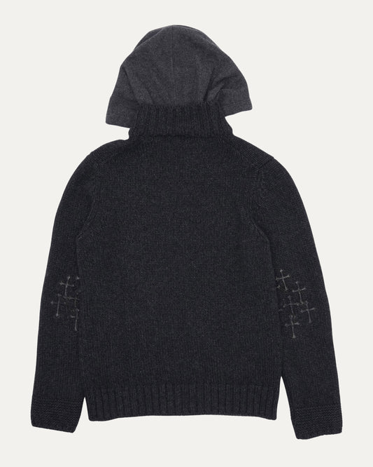 Cross Patch Cashmere Zip Up Hoodie