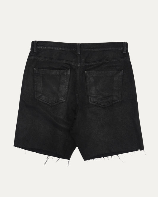 Sphinx Cut Raw Hem Denim Shorts