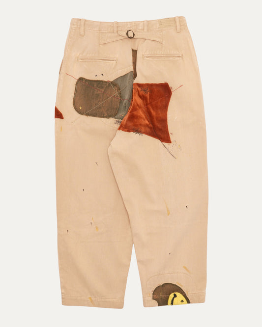 Buckle Back Patchwork Pants