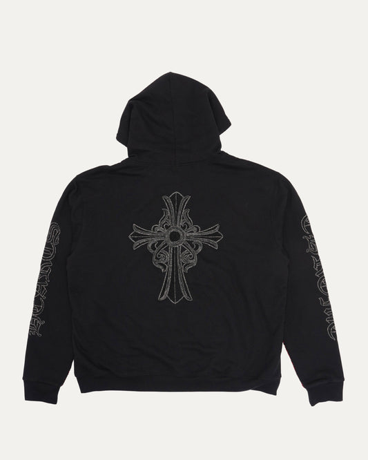 Paris Exclusive Beaded Vertical Logo Thermal Zip Up Hoodie