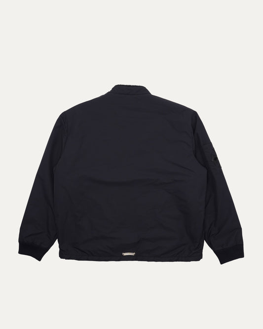 Faux Fur Lined Cobra Cross Patch Racing Jacket