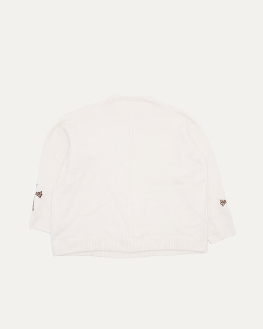 Pony Hair Cross Patch Cashmere-Silk Blend Sweater