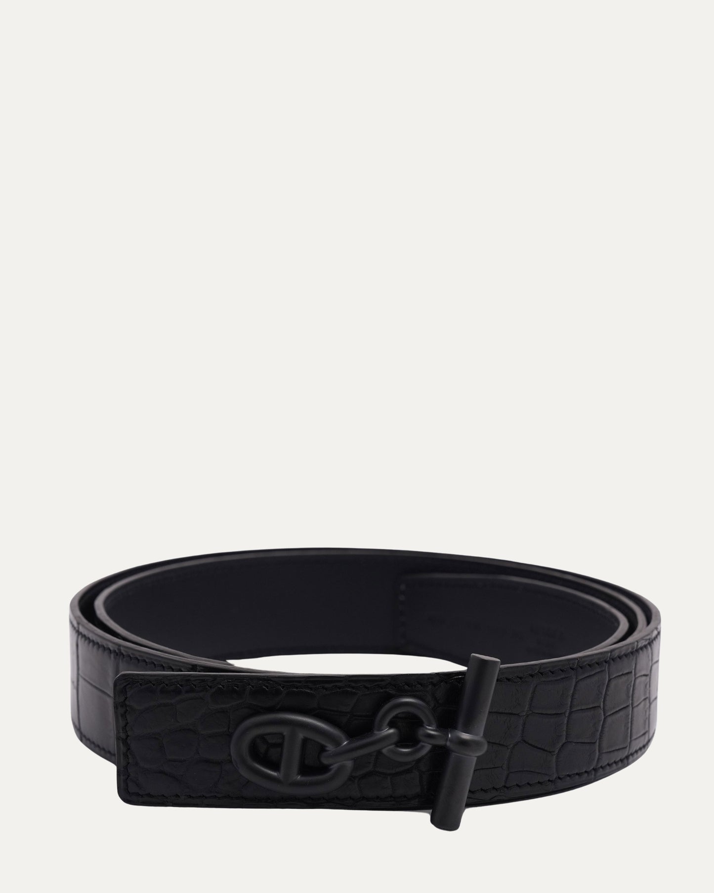 Matte Porosus Crocodile Yachting Buckle Belt