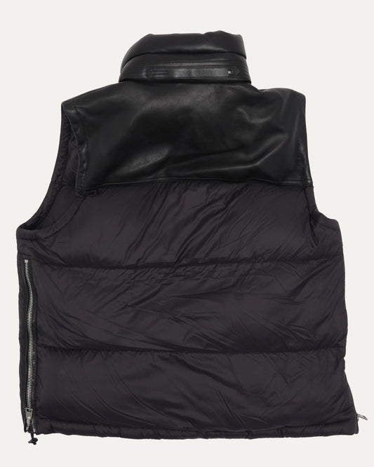 Leather Embellished Puffer Vest
