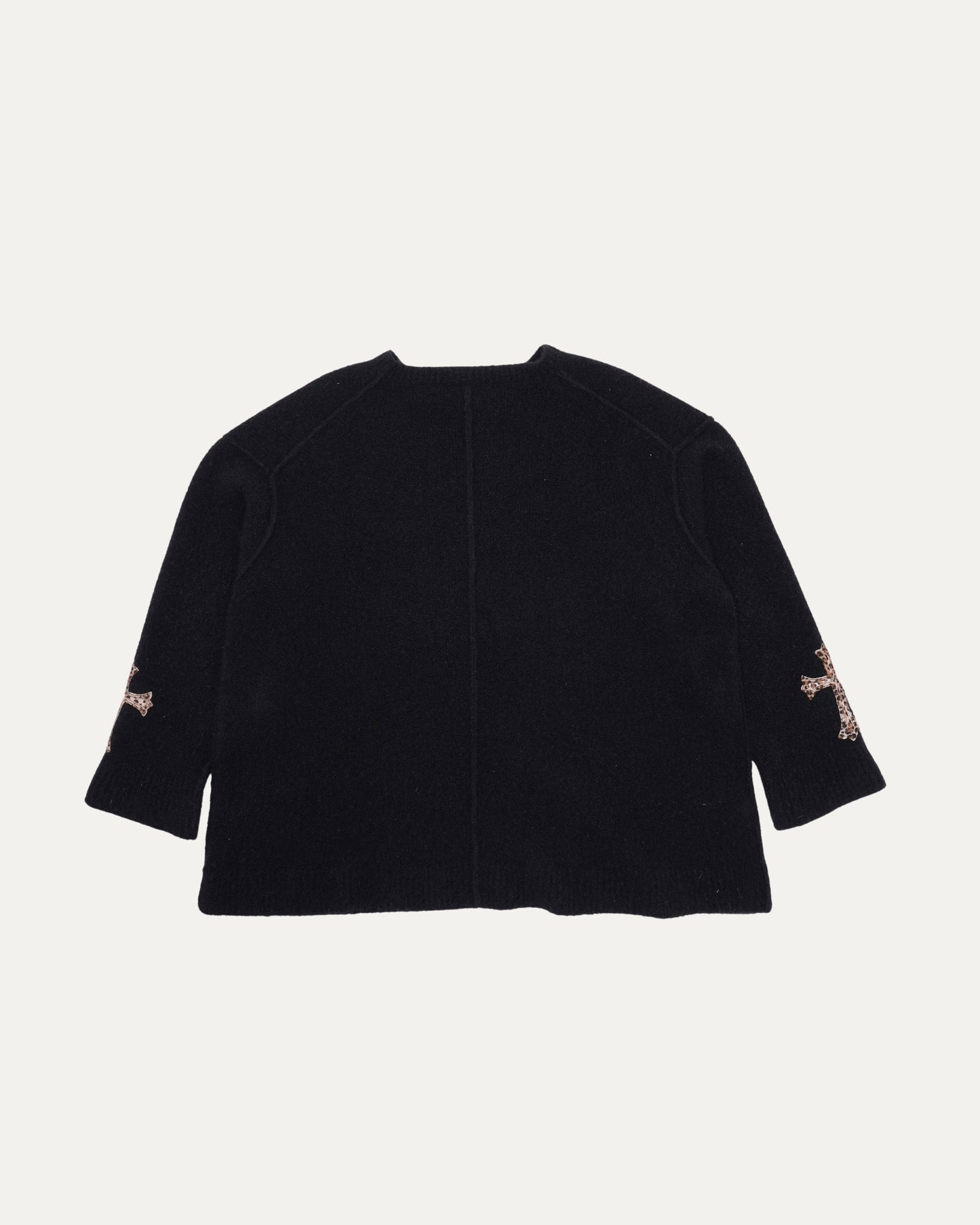 Pony Hair Cross Patch Cashmere-Silk Blend Sweater