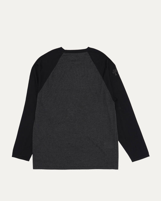 Silk Blend Cross Patch Long Sleeve Raglan T-Shirt