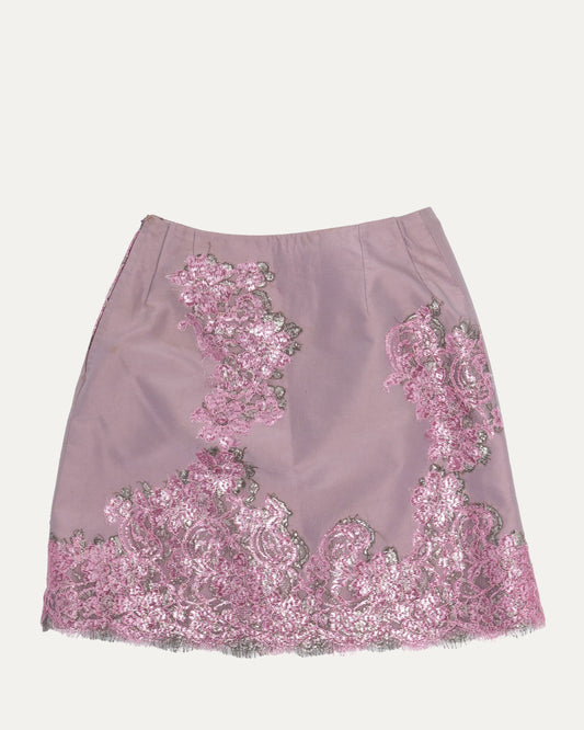 1990s Silk and Lace Skirt