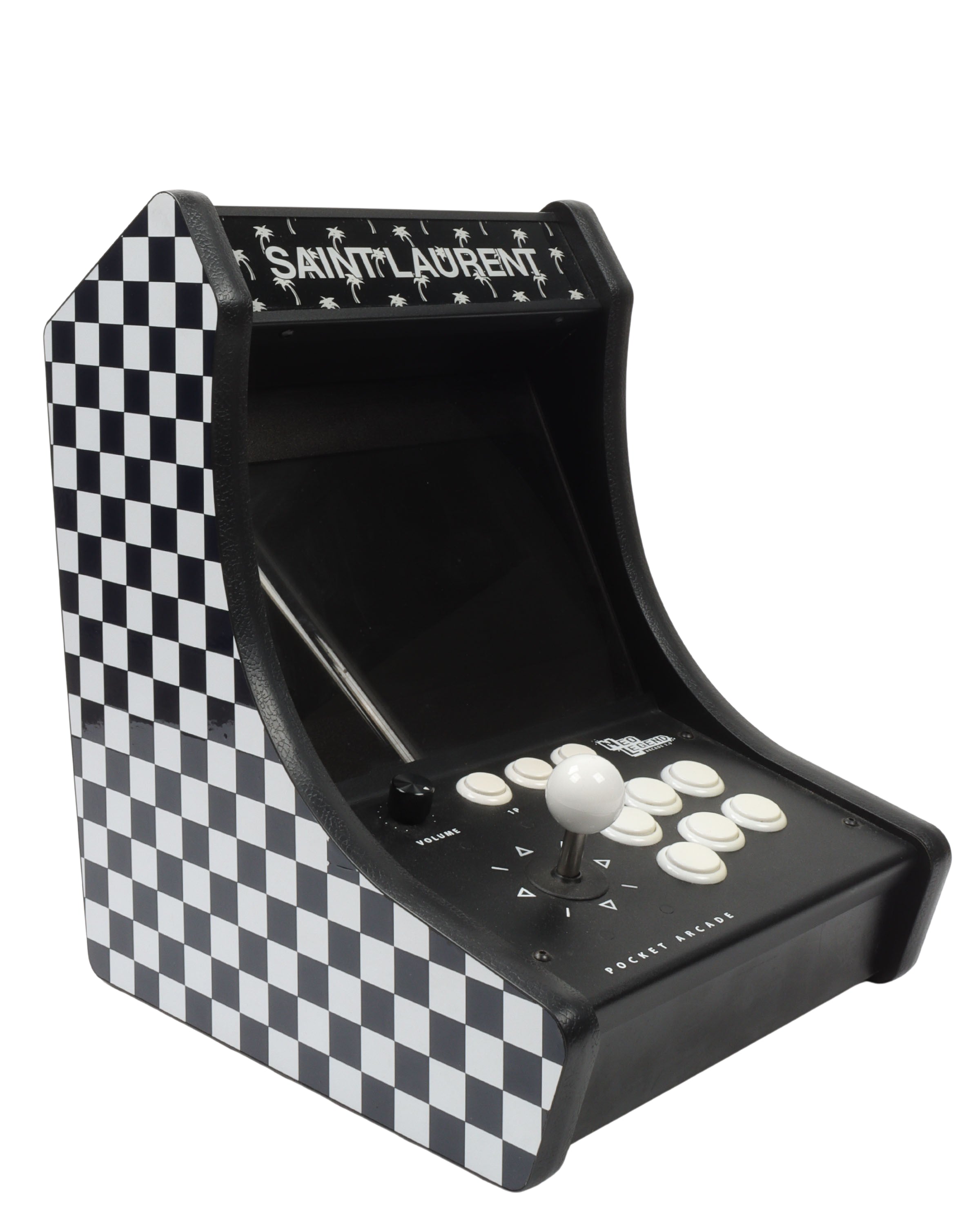 Saint Laurent Neo Legend Retro Arcade Machine with Palm Trees and