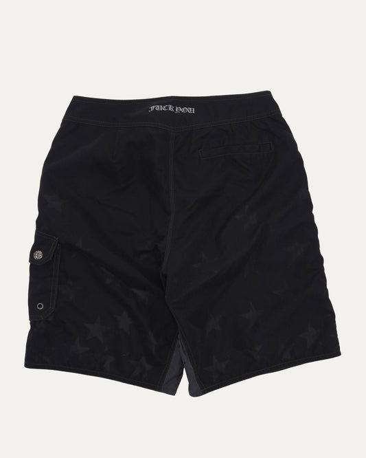 Plus Cross Patch Star Print Swim Trunks