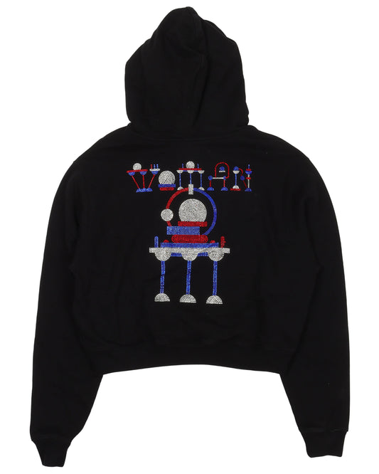 Cropped Rhinestone Woman Hoodie