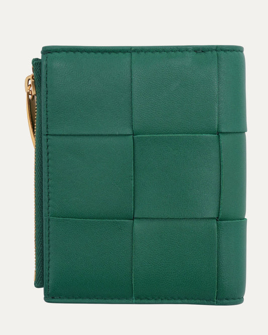 Leather Intrecciato Zip Wallet