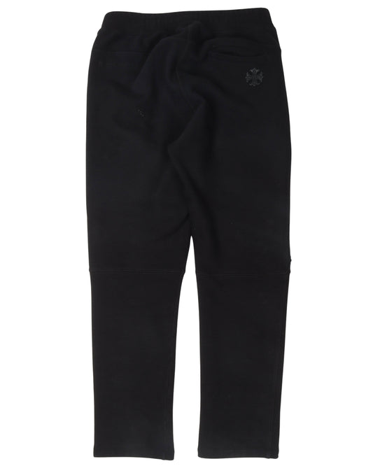 Tonal Eye Test Logo Leather Cross Patch Zipper Sweatpants