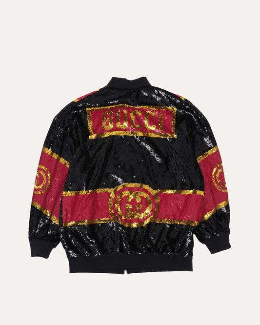 Dapper Dan Logo Motif Sequin Bomber Jacket