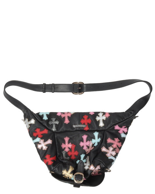 Leather XL Cross Patch Sling Bag