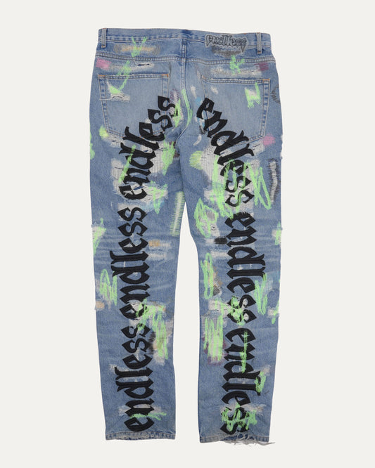 Distressed Embroidered Jeans