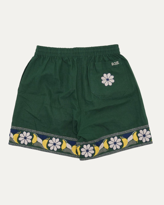 Zinnia Ribbon Floral Embroidered Shorts