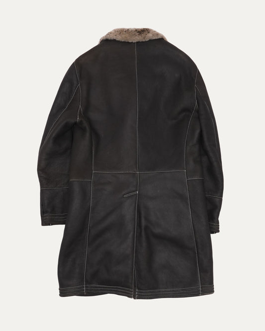 Shearling Lined Leather Coat