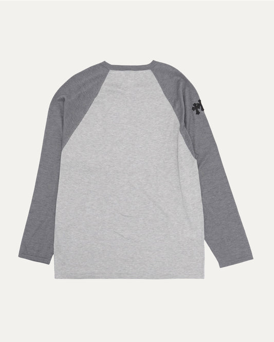 Silk Blend Cross Patch Long Sleeve Raglan T-Shirt
