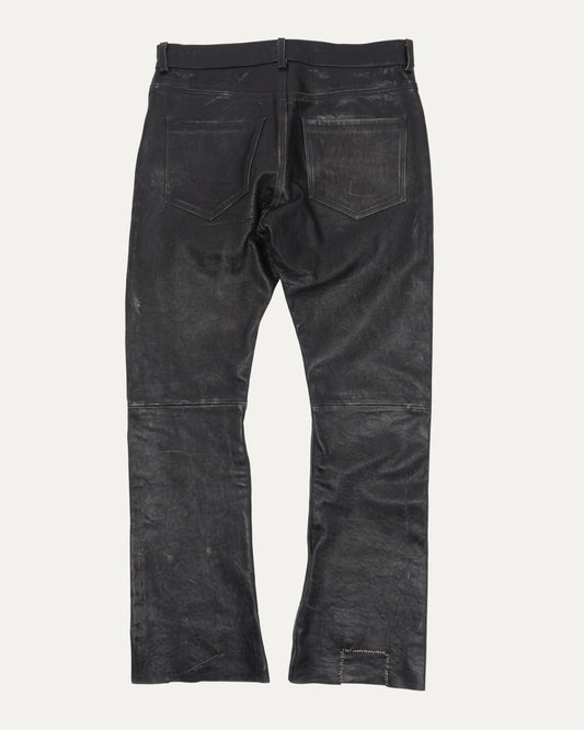 Crust Repaired Leather Flare Jeans
