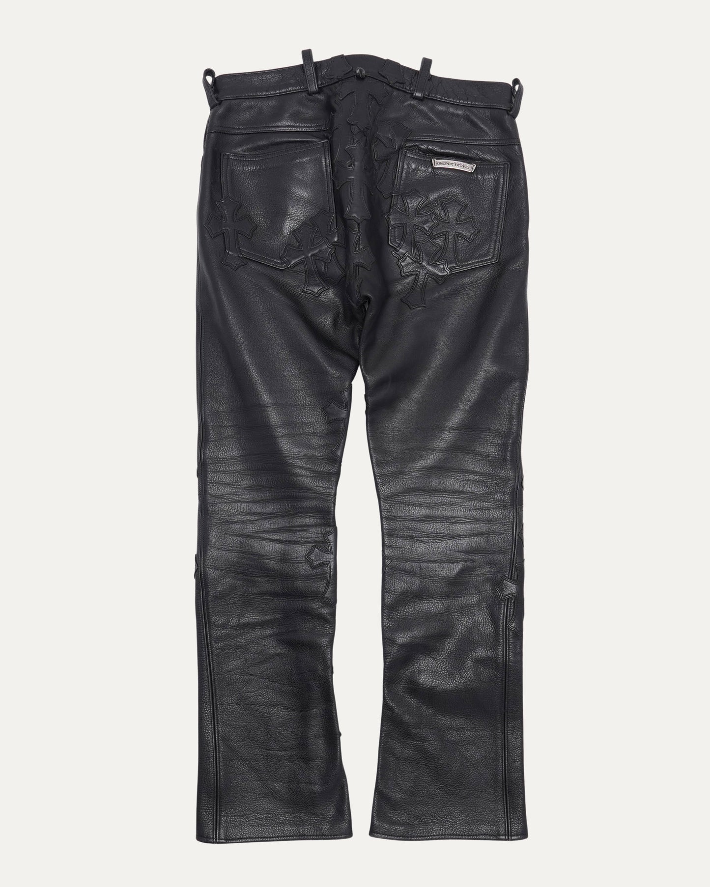 Leather Cross Patch Fleur Knee Pants