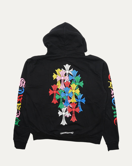 Multicolor Cross Print Zip Up Hoodie