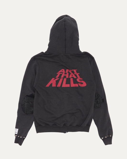 'Art That Kills' Faux Fur Lined Zip-Up Hoodie