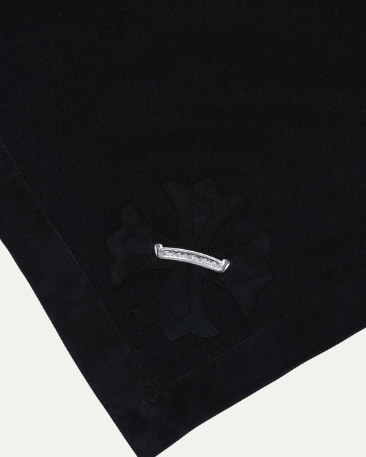 Cross Patch Suede Trimmed Cashmere Blanket