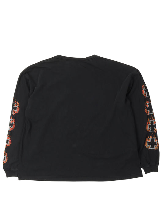 West Coast Choppers Flaming Cross Long Sleeve T-Shirt