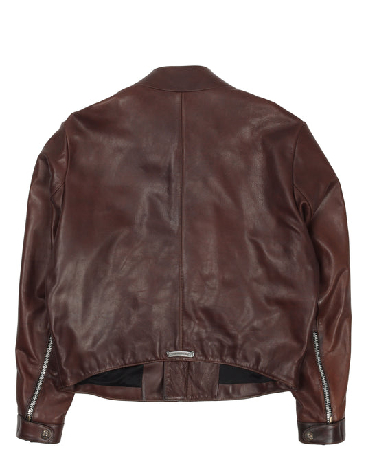 1 of 1 Brown Leather Motorcycle Riding Jacket