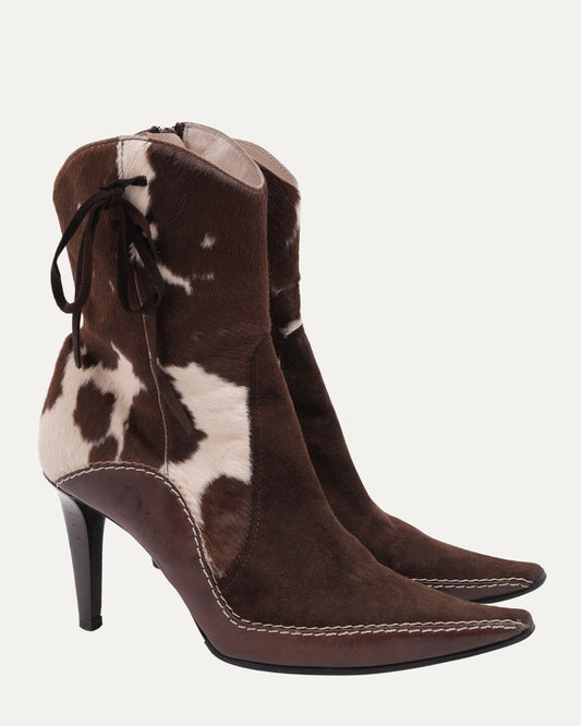 John Galliano Calf Hair Logo Boots