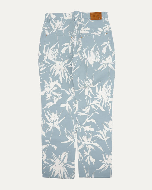 Pleated Floral Jeans