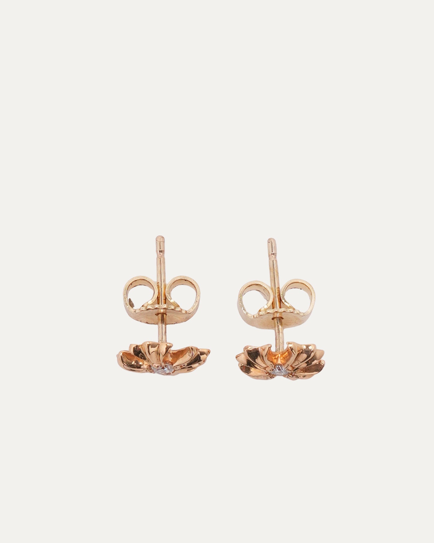 Gold and Diamond Tiny Plus Stud Earrings