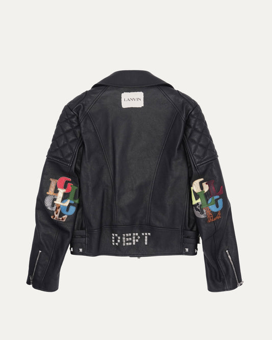 Gallery Dept. G and L Patch Studded Leather Biker Jacket