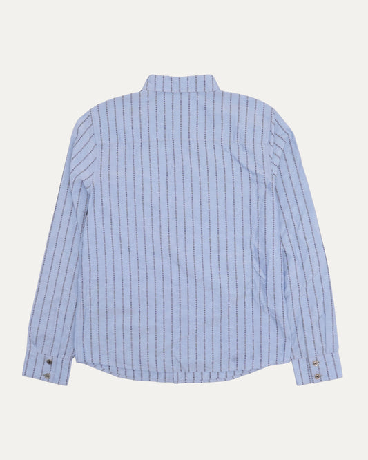 Cross Patch Repair Spell Out Pinstripe Shirt