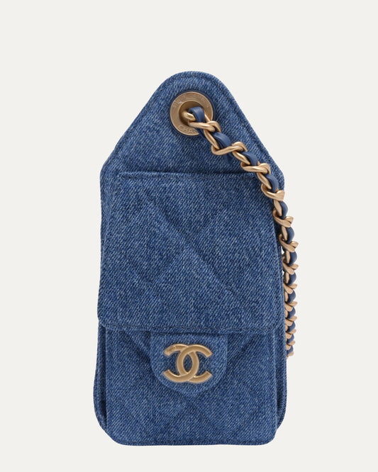 Denim Quilted Mini 25 Hobo Bag