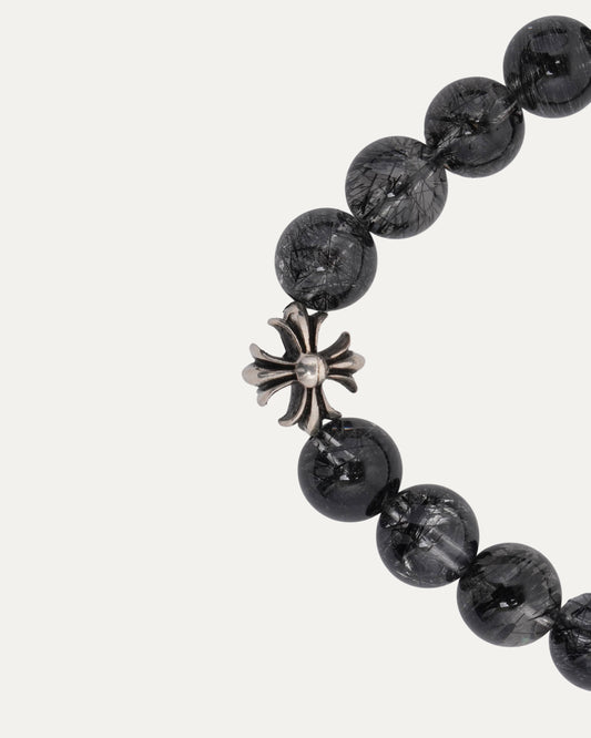 8mm Rutilated Quartz Plus Cross Bead Bracelet