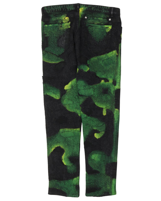 Painted Distressed Straight Leg Jeans