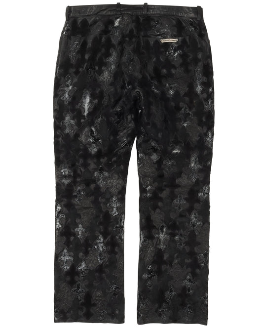 Full Leather Fleur De Lis Patch Jeans
