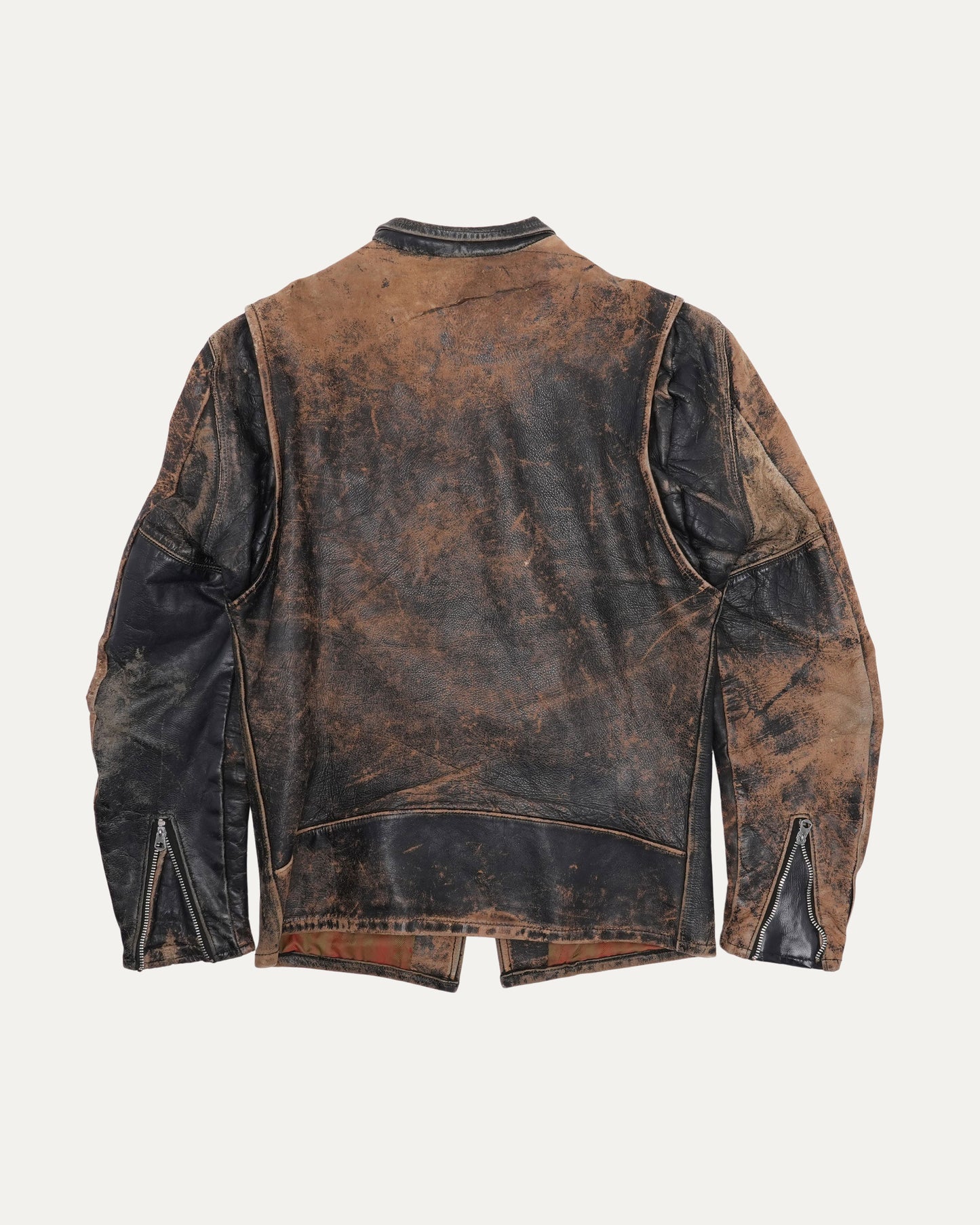 Distressed Leather Cafe Racer Jacket