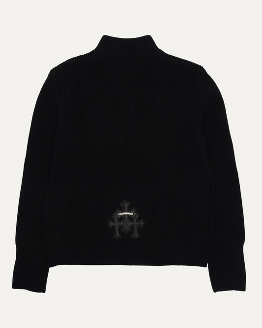 Cross Patch Knit Quarter Zip Sweater