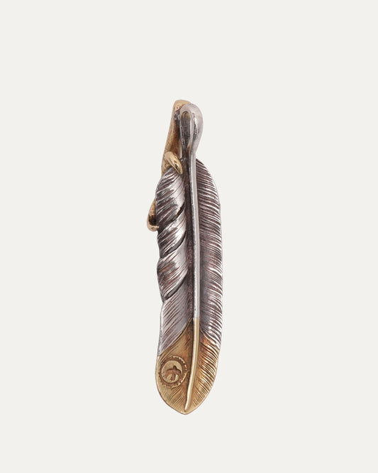 Silver Gold Feather and Talon Pendant