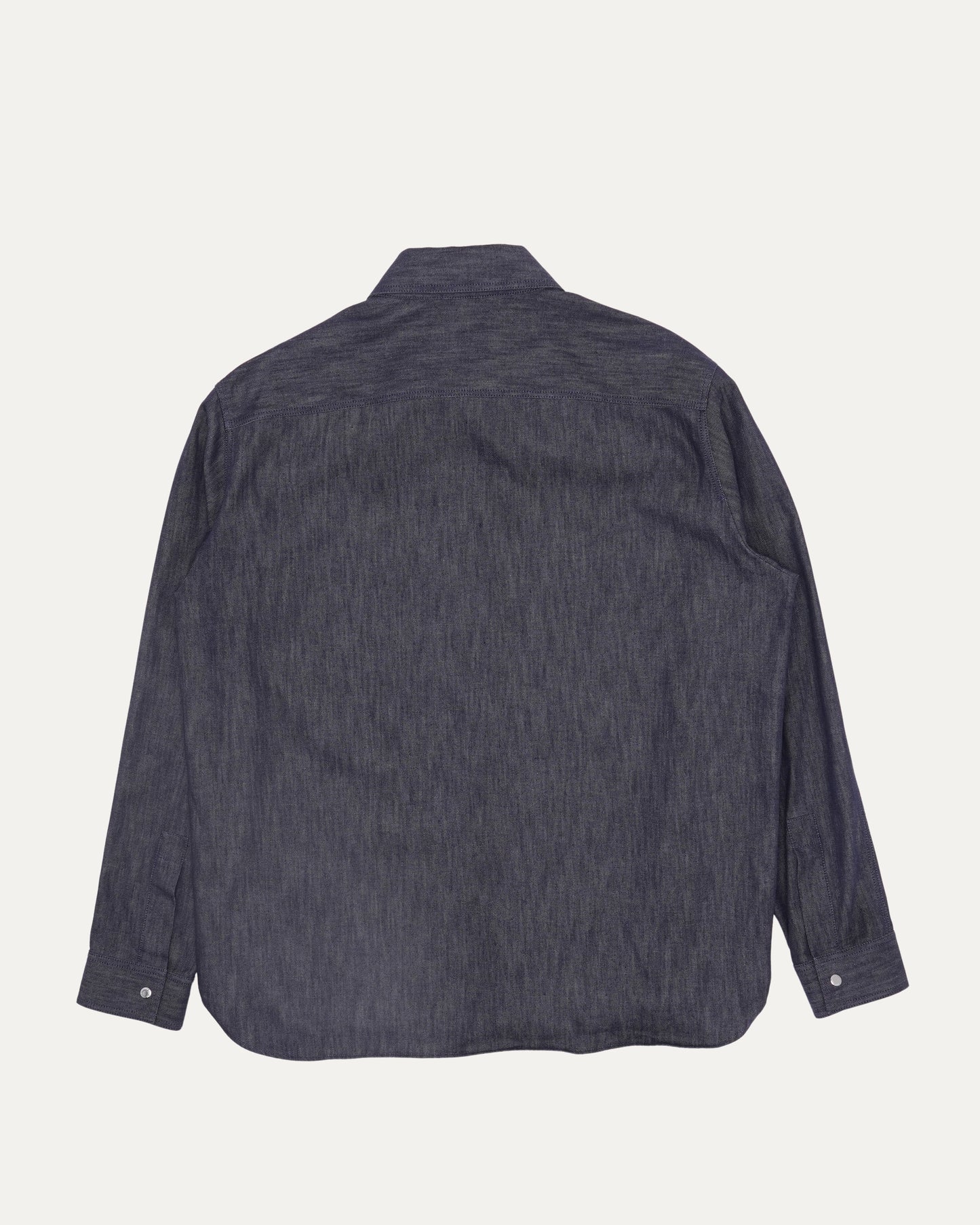 Leather Appliqué Cotton-Cashmere Blend Denim Shirt