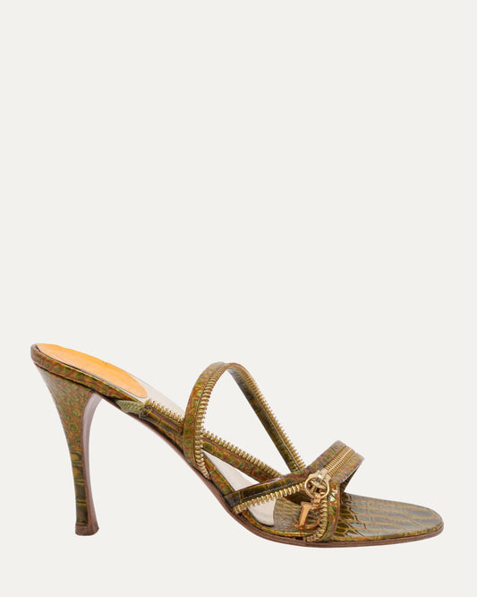 SS 2001 Croc Embossed Zipper Heels